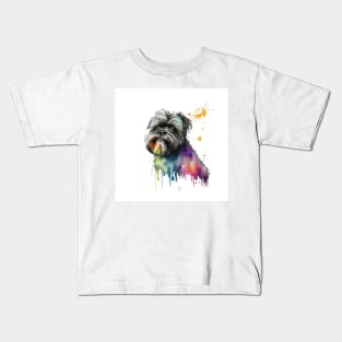 Affenpinscher Dog In Watercolor & Pen Kids T-Shirt